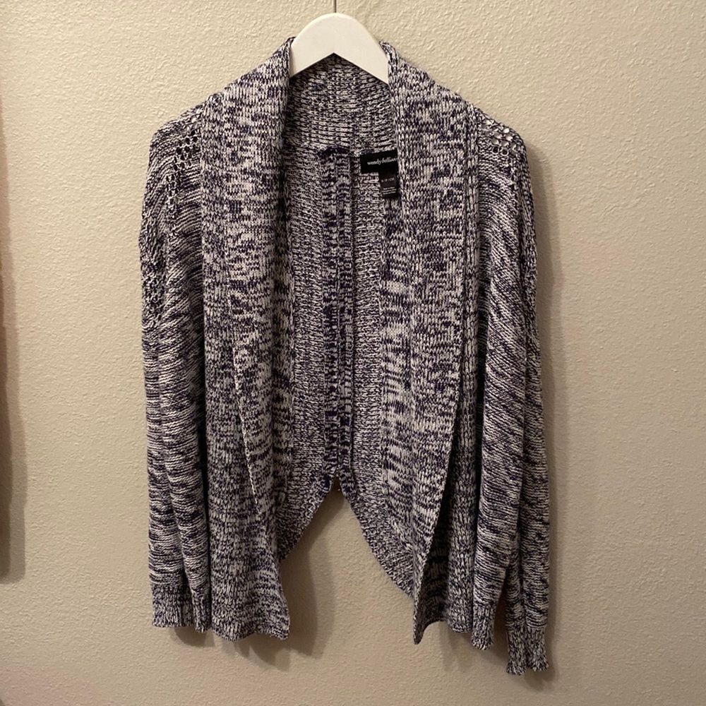 Wendy Bellissimo Sweater Cardigan Chunky soft Knit Size Small Navy White